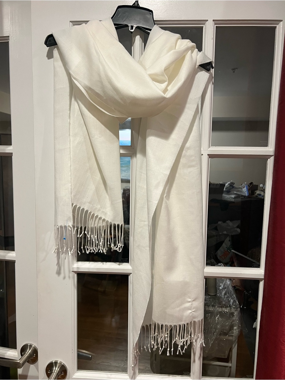 Classic Cream Fringe Scarf - Lightweight Wrap